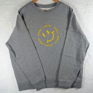 164-NWT Gray‎ Crewneck Sweater with Yellow Smiley Face Oversize